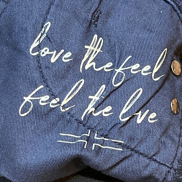 Liverpool Size 4/27 Pencil Skirt Stretch Denim Medium Dark Wash Frayed Edge - Picture 7 of 11